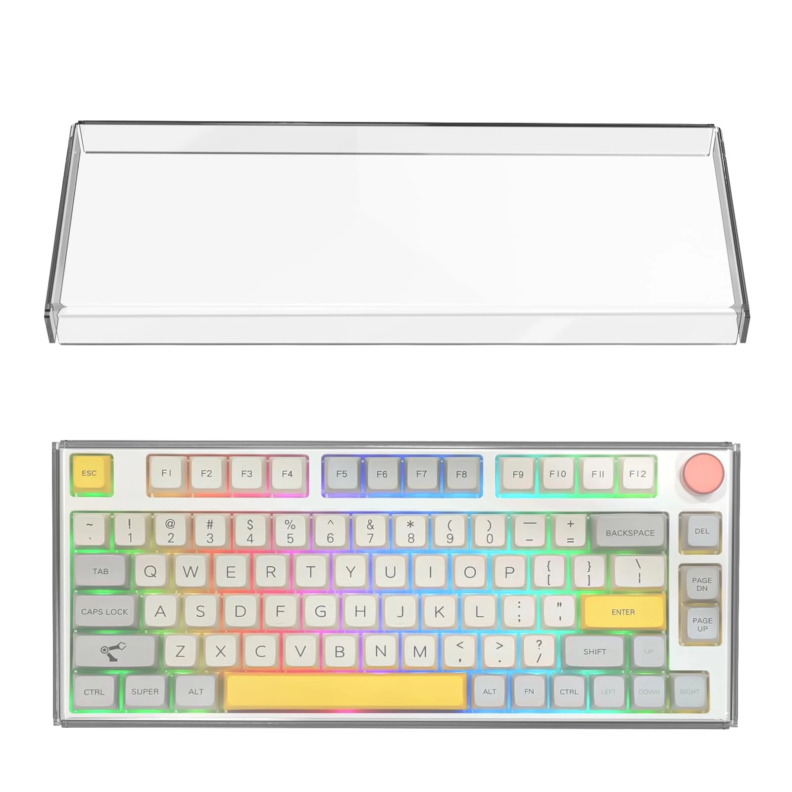 Geekria 75% 84-Key Knob Keyboard Dust Cover, Clear Acrylic Keypads Cover, Compatible with Keychron Q1 HE/Max/Pro, EPOMAKER TH80 75%, Glorious Gaming - GMMK PRO 75%