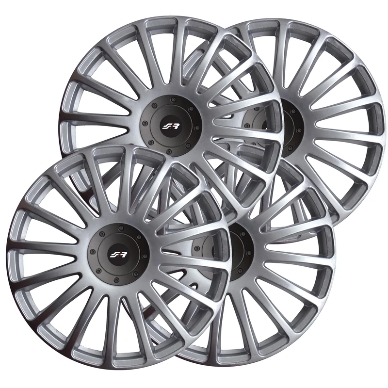 Simoni Racing GP/14 Set of 4 Universal Grand Prix Wheel Trims 14" Inch Car Wheel Covers, Silver Grey