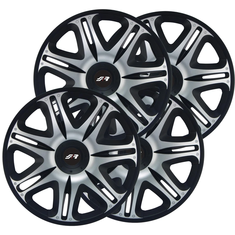 Set of 4 wheel covers NASSB 15" inch universal car wheel covers Simoni Racing Black and Grey