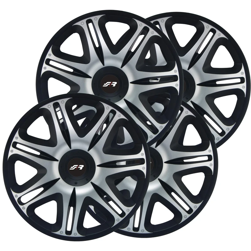Set of 4 wheel covers NASSB 16" inch universal car wheel covers Simoni Racing Black and Grey
