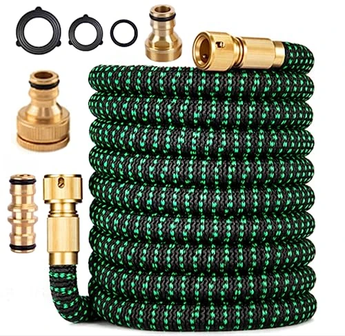 Expandable Garden Hose Pipe -Reaching 50FT After Expansion Garden Hose,1/2"-3/4" Brass Fittings,with Universal Kitchen Tap Connector for Pet & Car Washing, Cleaning, Watering Lawn and Garden (75ft)