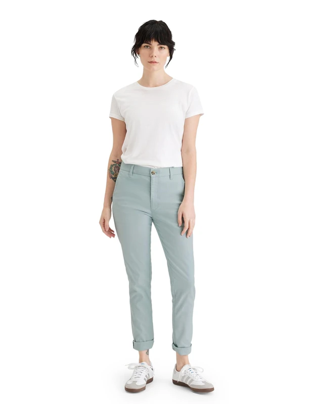 DOCKERS Women's Weekend Chino Slim Pants, HARBOR GRAY, 28W Long