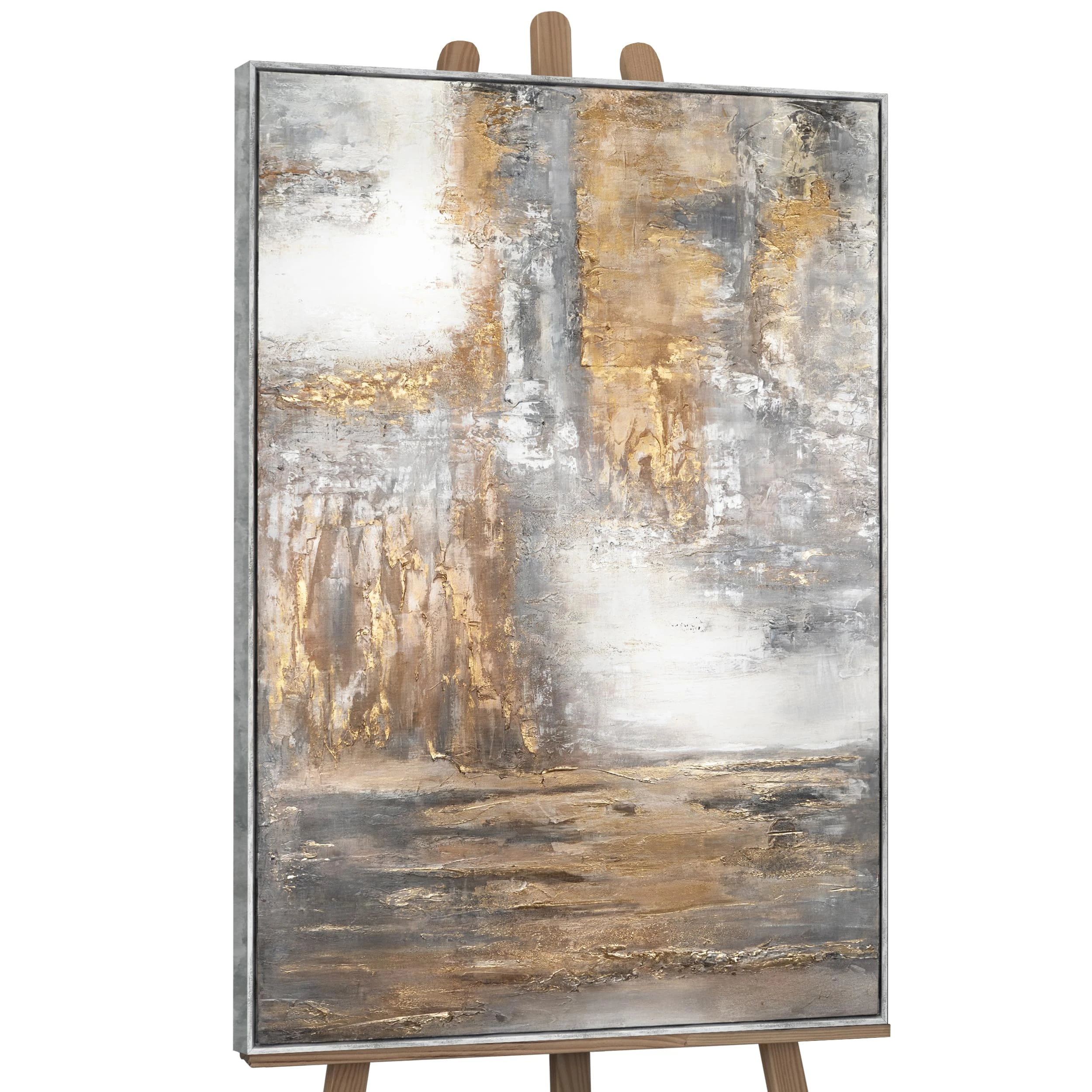 YS-Art XXL Abstract Acrylic Paintings on Canvas with Frame Daybreak Hand-Painted Wall Pictures Living Room Home Decor Minimalism Pictures Real Art 56x40 inches