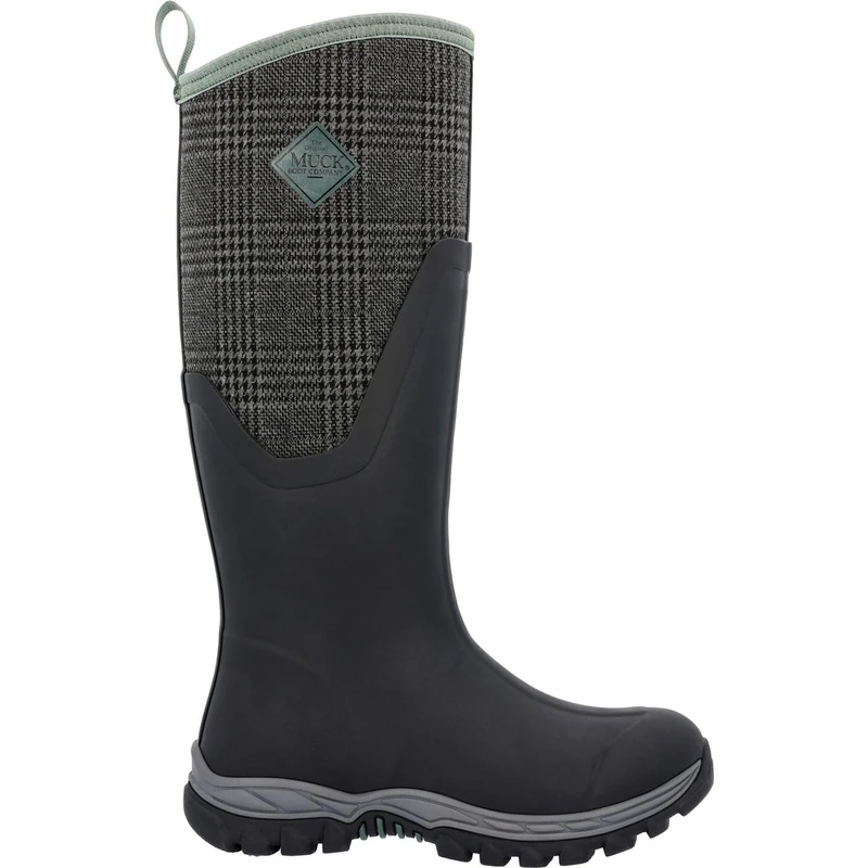 Muck Boots Women's Arctic Sport II Tall Fleece Lined Waterproof Pull on Boot, Black Check, 9