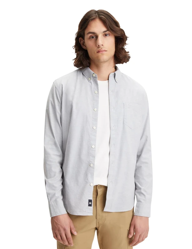 Dockers Men's Stretch Shirt, Oxford Medium Grey Heather, XS - Image 1