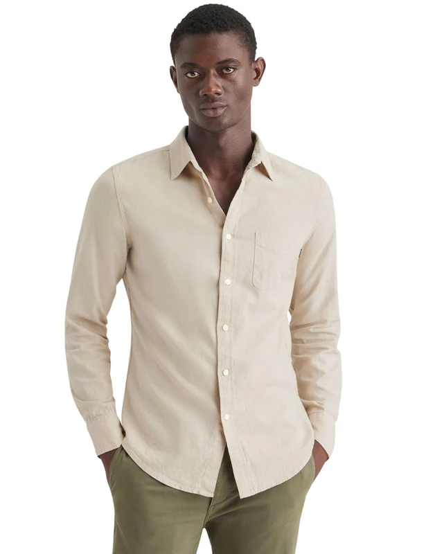 Dockers Men's Original Slim Shirt, Sahara Khaki, XS