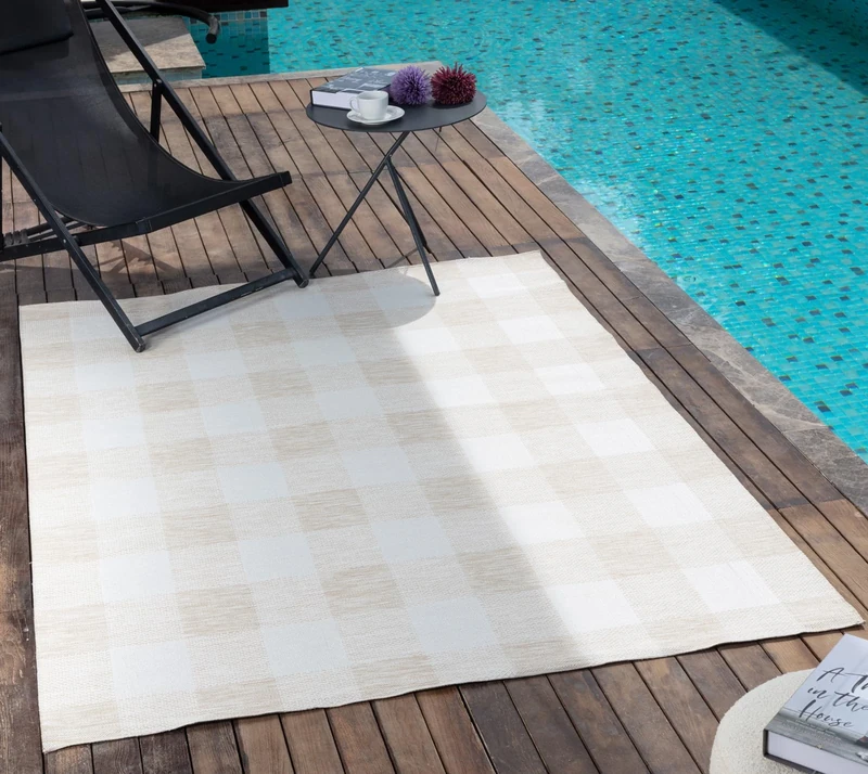 Livabliss Rome Indoor Outdoor Rug - Large Boho Rugs for Living Room 120x170 cm Dining, Kitchen Carpet, Patterned Neutral and Coloured Rugs, Waterproof, Stain Durable - Beige and Ivory