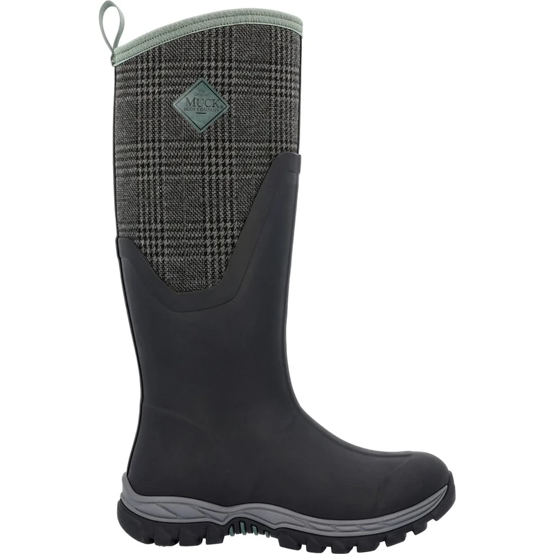 Muck Boots Women's Arctic Sport II Tall Fleece Lined Waterproof Pull on Boot, Black Check, 4