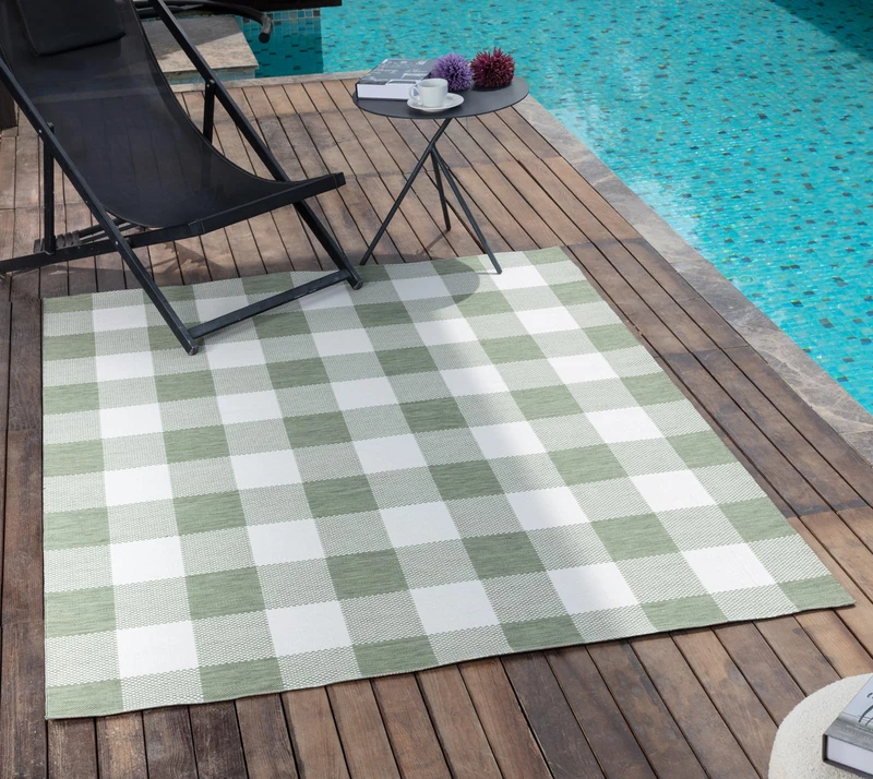 Livabliss Rome Indoor Outdoor Rug - Large Boho Rugs for Living Room 160x213 cm Dining, Kitchen Carpet, Patterned Neutral and Coloured Rugs, Waterproof, Stain Durable - Green, Ivory, Beige