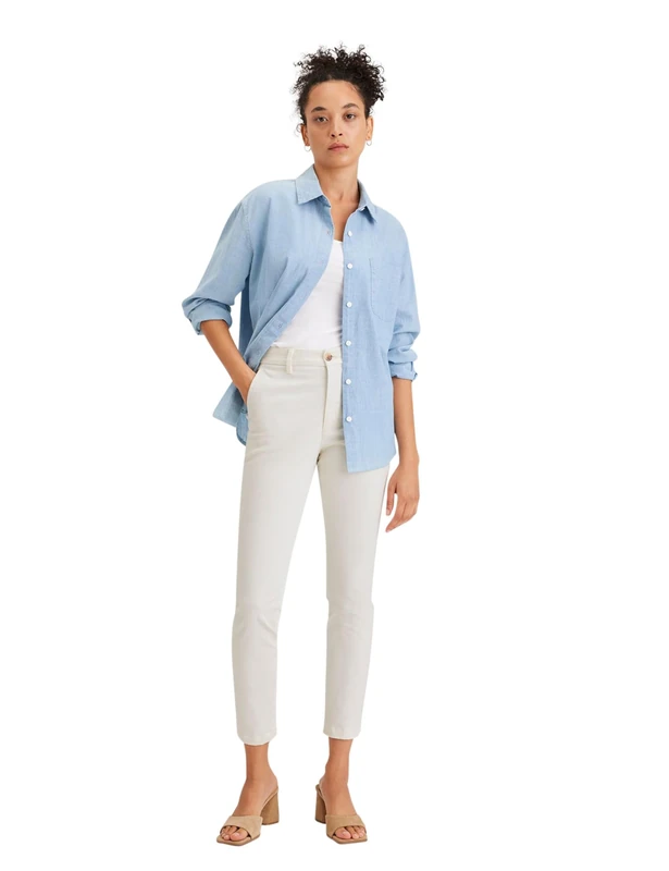 DOCKERS Women's Weekend Chino Skinny Pants, EGRET, 28W Long