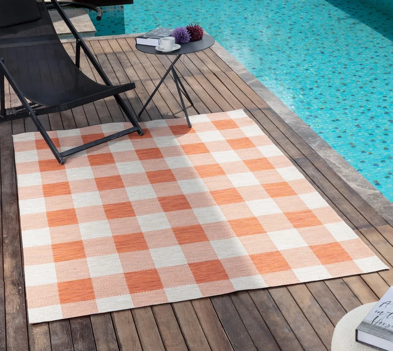 Livabliss Rome Indoor Outdoor Rug - Boho Runner Rugs for Living Room 80x150 cm Dining, Hallway Carpet, Patterned Neutral and Coloured Rugs, Waterproof, Stain Durable - Orange, Rust, Beige