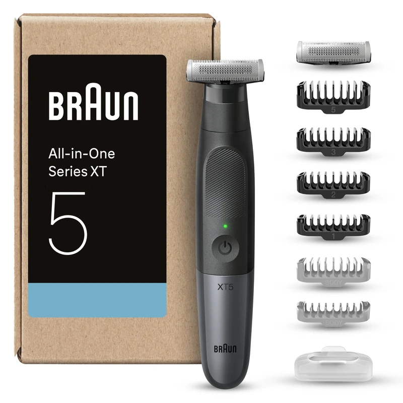 Braun Series X Beard Trimmer & Body Shaver, Mens Trimmer for Face & Body with Innovative 4D-Blade, Waterproof, Cordless 45-Minute Battery Run-Time, XT5270