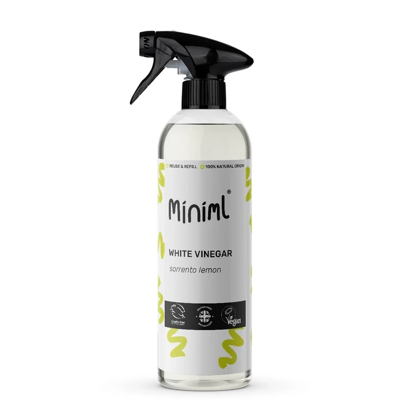 Miniml Eco White Vinegar Cleaning Lemon Scented 750ml - All Natural Multi-Surface & Multi-Purpose Cleaner, Limescale Remover, Laundry Softener & More - 100% Vegan & Cruelty Free