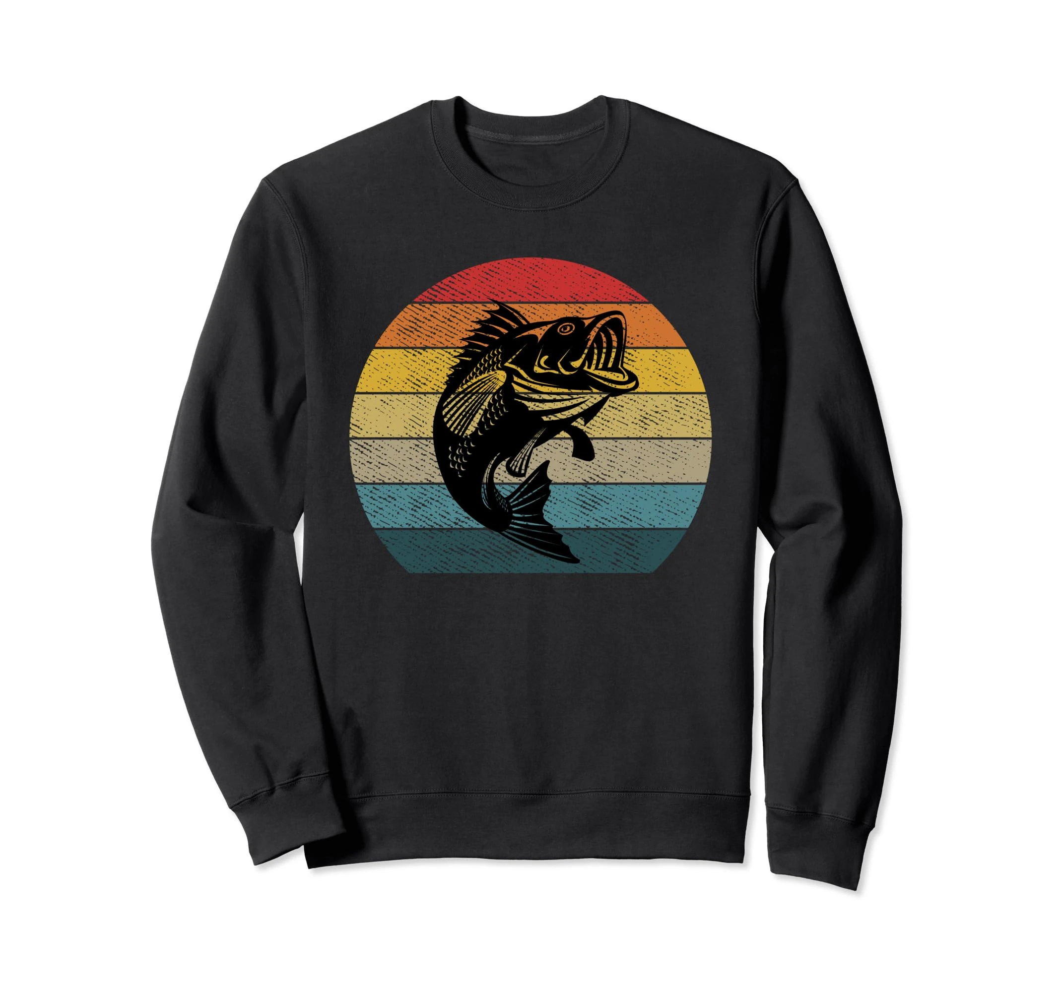 Fish On Bass Fishing Vintage Distressed Retro Design Sweatshirt