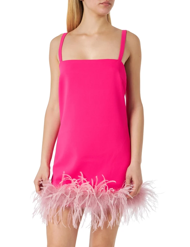 Pinko Women's Trebbiano Stretch Crepe Dress with Feathers Homecoming, N17_Pink, 10