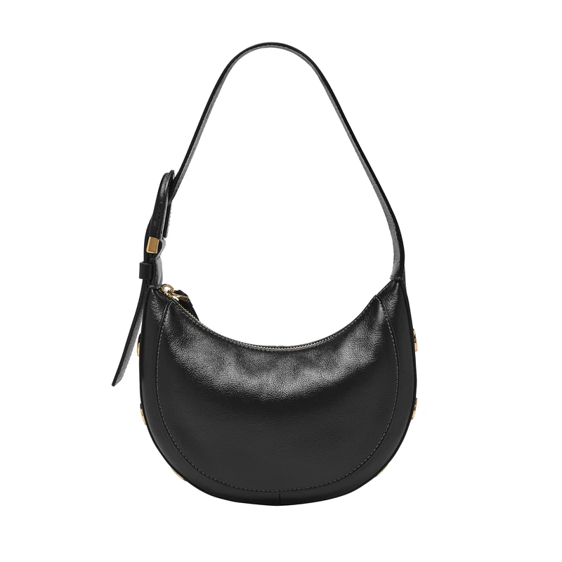 Fossil Women's Harwell Leather Crescent Purse Handbag for Women, Black, One Size