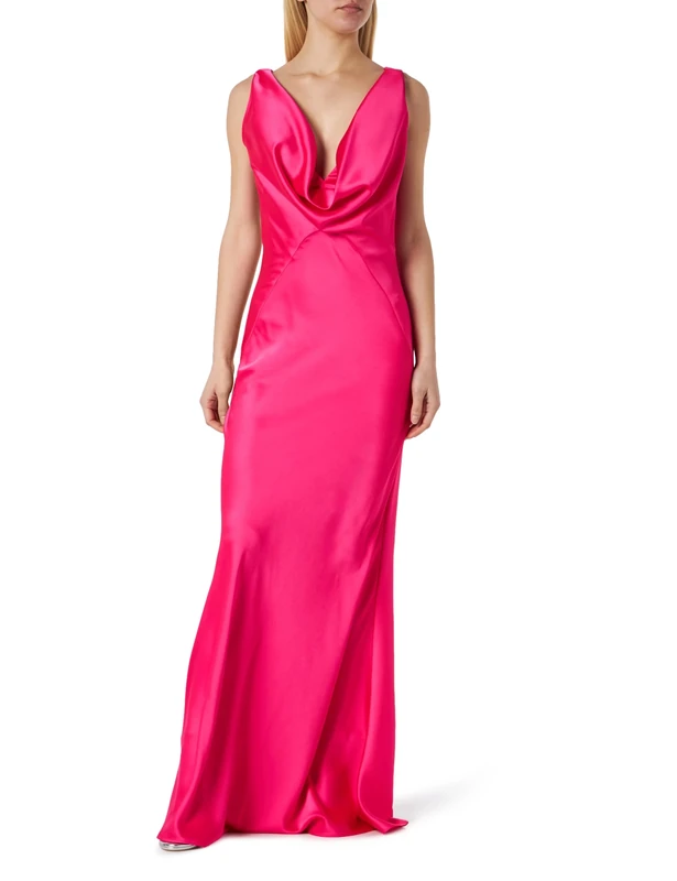 Pinko Women's Arzigliano Hammered Satin Dress Casual Night, N17_Pink, 10