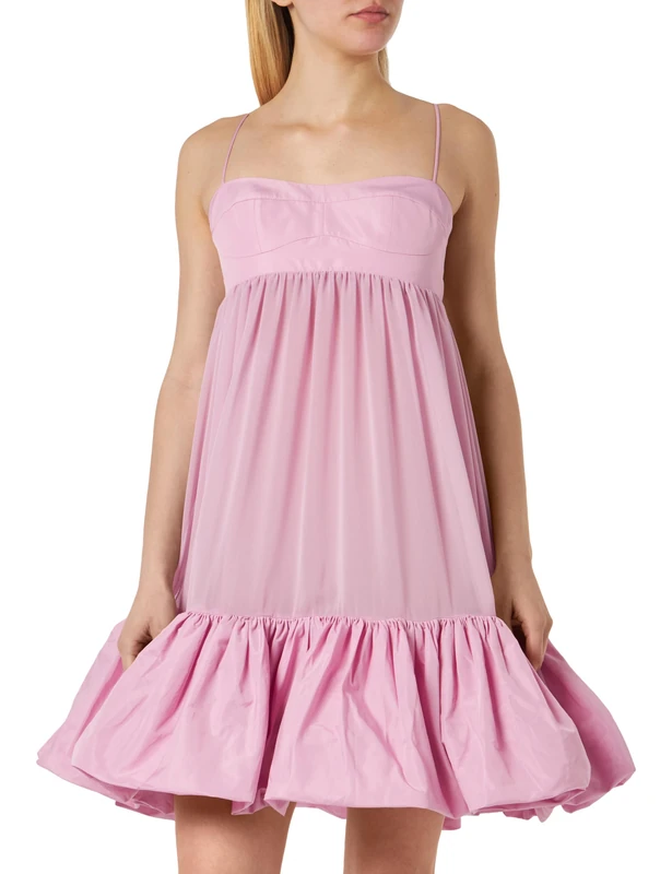 Pinko Women's Moscato Taffeta Dress with Georgette Casual Night, N98_Smoke Orchid, UK XL