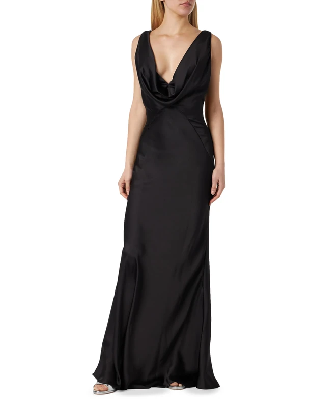 Pinko ARZIGLIANO Satin Dress MARTELLATO, Z99_Black Limousine, UK XL