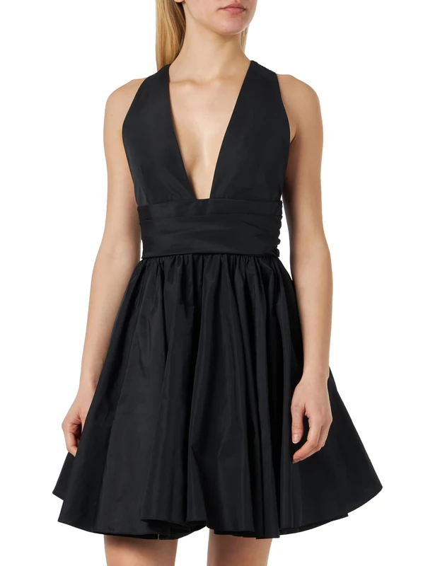 Pinko Women's Casalfermo Taffeta Dress Casual Night, Z99_Black Limousine, UK XL