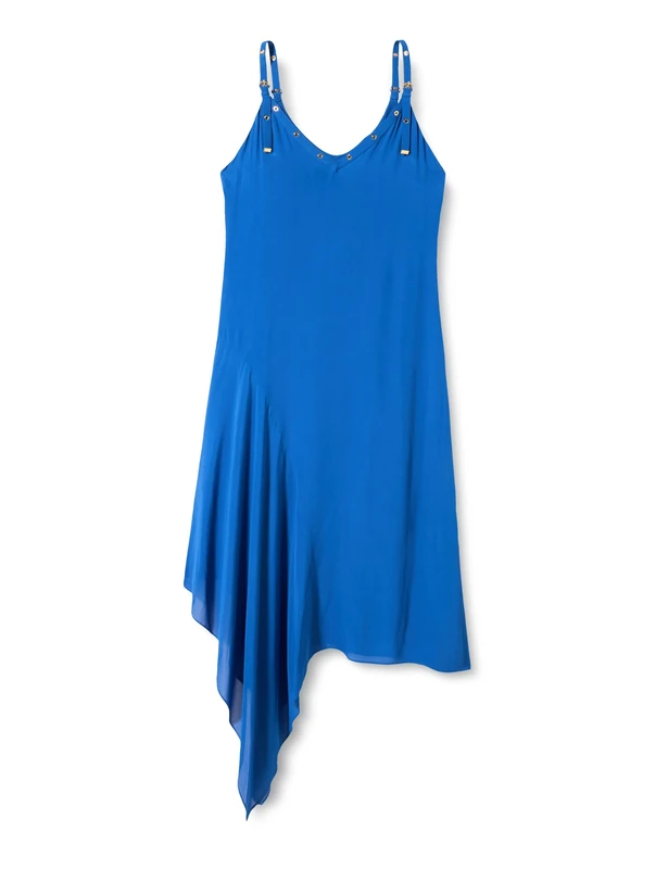 Pinko Women's Annona Crepe De Chine Vintage Dress Cocktail, F1e_Blue Monaco, UK 10