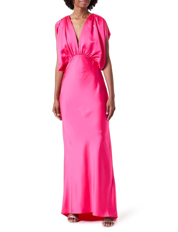 Pinko Women's Tolcetto Hammered Satin Dress Casual Night, N17_Pink, UK 10