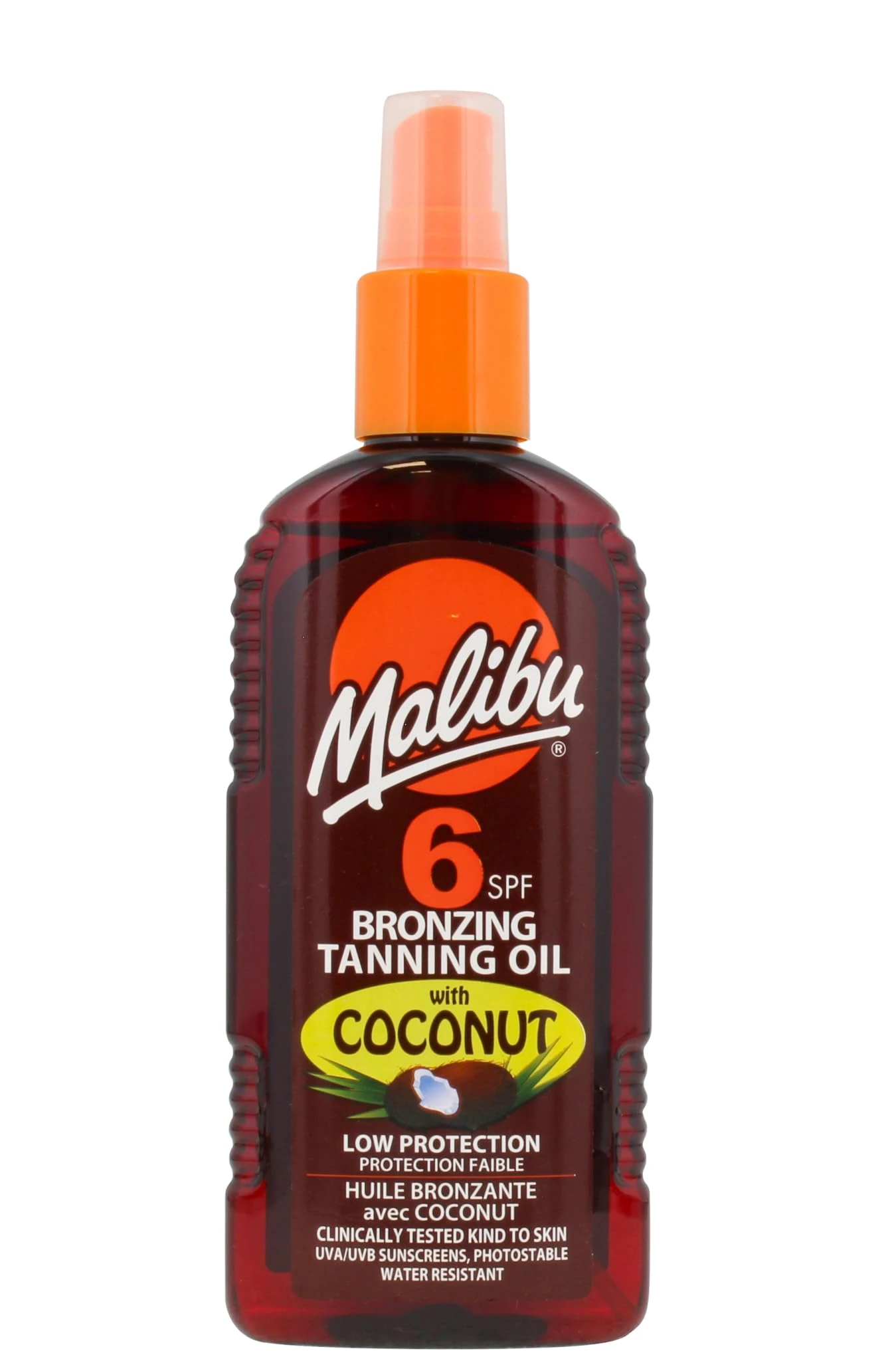 Malibu Sun SPF 6 Bronzing Tanning Oil With Coconut Oil, Low Protection, Water Resistant, 200ml