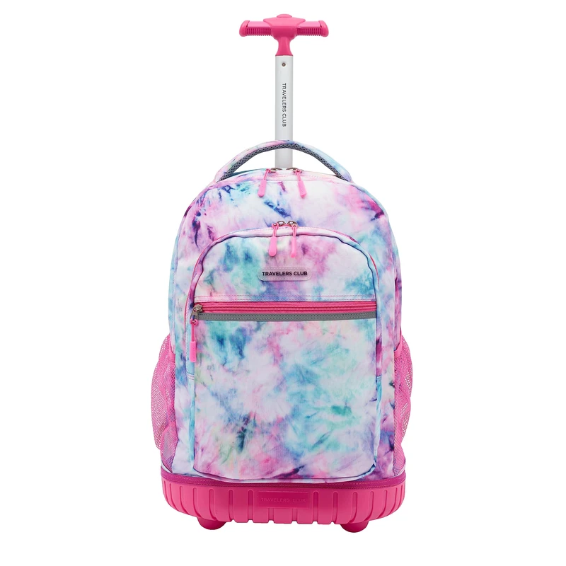 Travelers Club Rolling Backpack with Shoulder Straps, Tye Dye, 18-inch, 18" Rolling Backpack with Shoulder Straps
