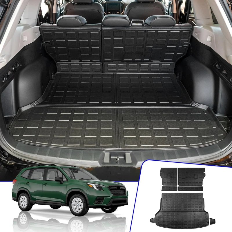 Rongtaod Cargo Mat Compatible with 2019-2023 Subaru Forester Trunk Mats Cargo Liner TPE All Weather Back Seat Cover Protector 2022 Subaru Forester Accessories (Backrest Mats+Trunk Mats)