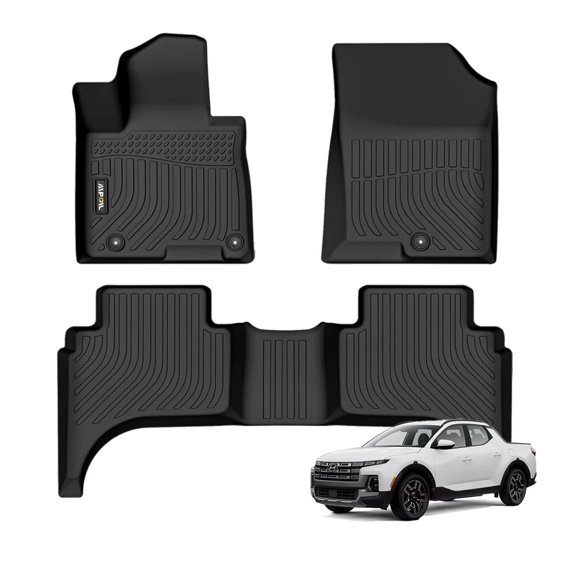 AIPOIL Floor Mats Custom for 2022 2023 2024 Hyundai Santa Cruz丨Fits 1st & 2nd Row丨TPE All Weather Anti-Slip Floor Liners丨Full Set Automobile mats Accessories, Black