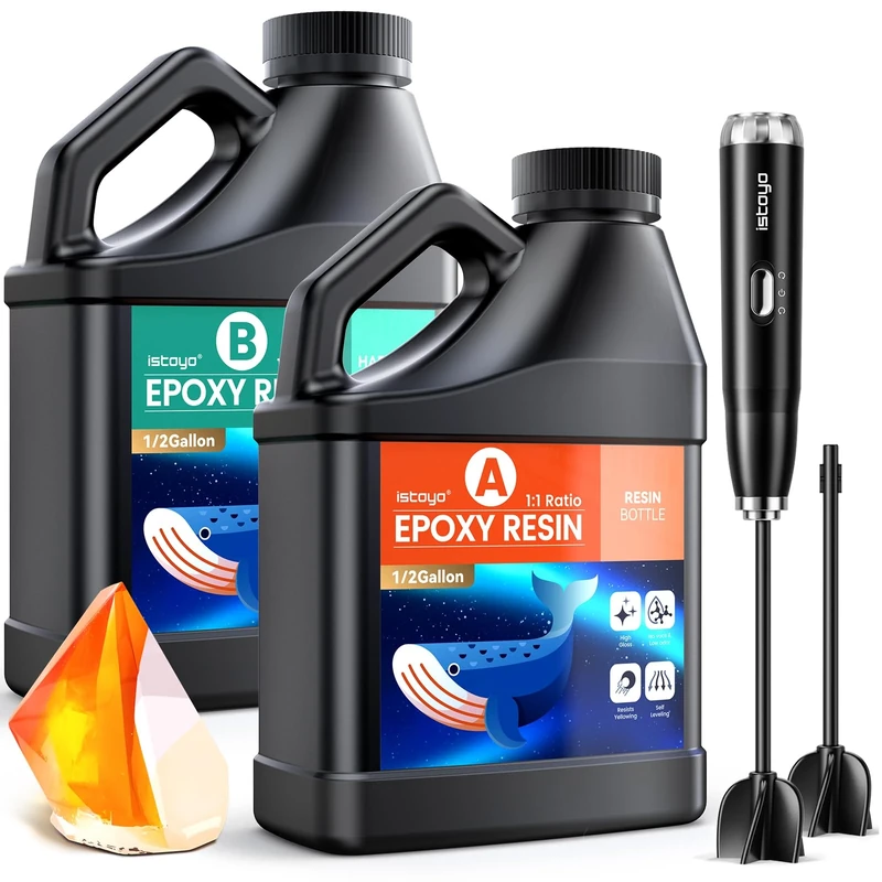 ISTOYO Epoxy Resin, 1 Gallon/3,78L Resin Kit, Crystal Clear No Bubbles, Fast Curing Epoxy Resin for Table Tops, Coating, Casting, Jewelry Making, Cast Coating Wood, DIY Art Crafts