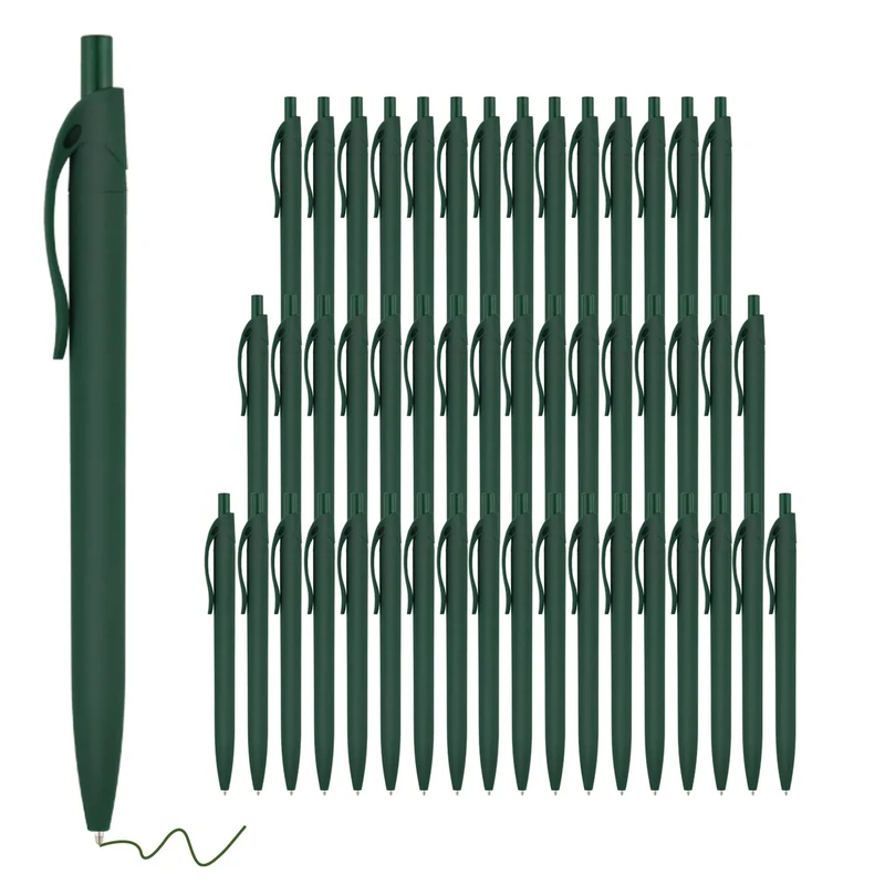deegtran Pens Bulk, 50 Pack No Bleed Green Click Pens, Wholesale Retractable Ballpoint Pens, Pens Medium Point, Smooth Ink Pens, 1.0MM Green Ink