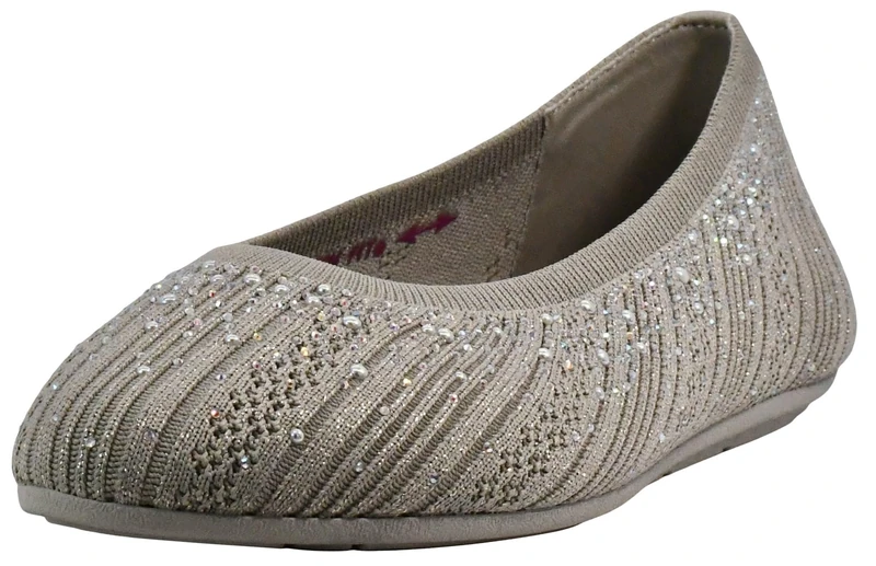 Skechers Women's Cleo 2.0-Glitzy Daze Ballet Flat, Taupe, 10