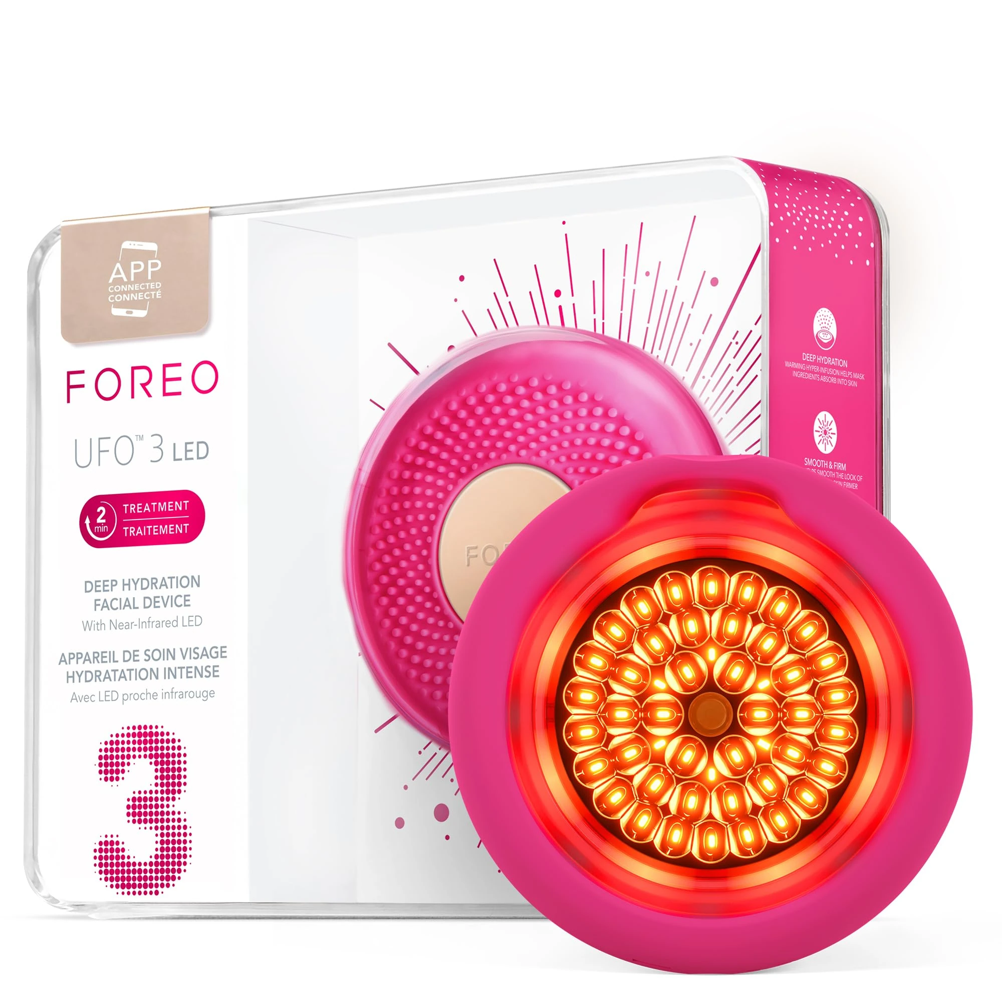 FOREO UFO 3 LED 4-in-1 Face Mask Skincare Device, Face Moisturiser, Full Spectrum LED, Deep Tissue NIR & Red Light Therapy, Thermo Therapy, T-Sonic Massage, App-connected Skincare