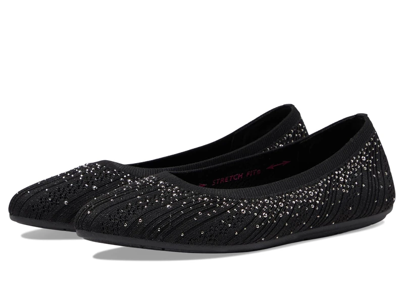 Skechers Women's Cleo 2.0-Glitzy Daze Ballet Flat, Black, 6.5 UK