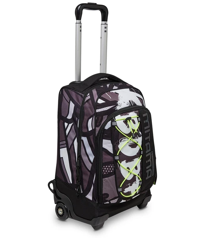 Mitama DR.TROLLEY School Trolley #BDBF - SPARAY, Black - Waterproof Double Compartment Backpack - Retractable Shoulder Straps - Child Travel Trolley, Hand Luggage, Black, Taglia unica, Modern