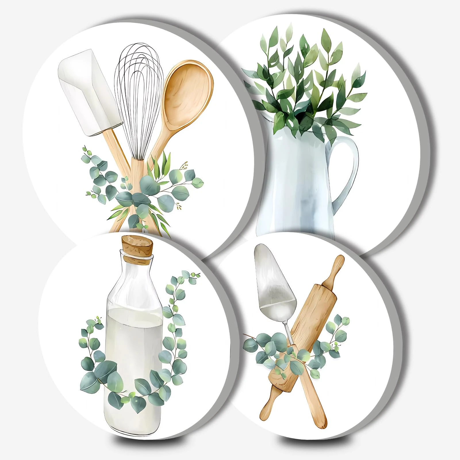 Kitchen Round Metal Hob Covers Dining Room 4-Piece Stove Plate Cooker Hob Covers for Electric Cookers Top Burner Gas Range Oven Protector Kitchen Tools Accessories Modern Cooktop Kitchen Decor