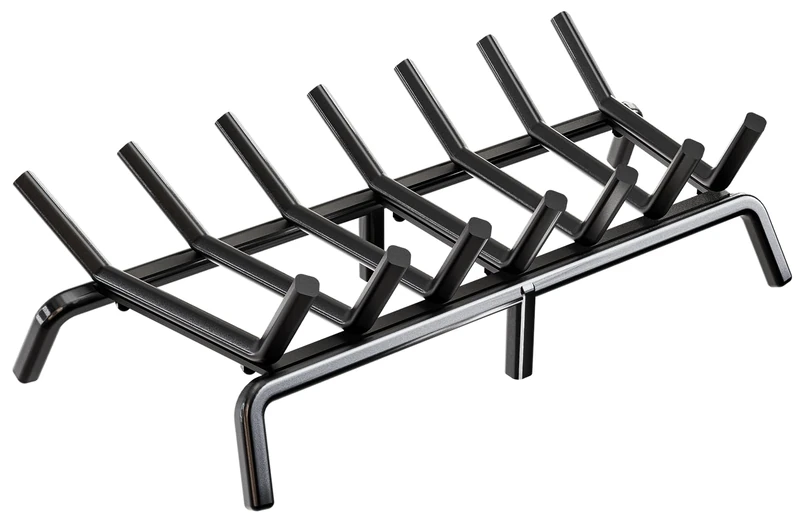 IDZO Solid Steel Fireplace Grate 30 Inch, Upgraded Fireplace Log Grate with Extra Leg for Sturdy Stand & Better Air Flow, Quick Assembly Bar Fire Grates for Indoor & Outdoor