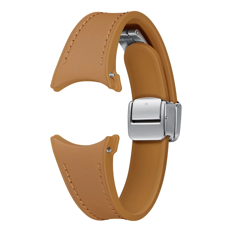 Samsung Galaxy Official D-Buckle Hybrid Eco-Leather Band (Slim, S/M) for Galaxy Watch, Camel