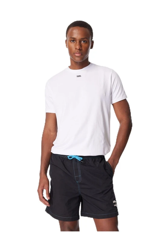 KARL LAGERFELD Men's Ikonik 2.0 Med Board Shorts, Black, S