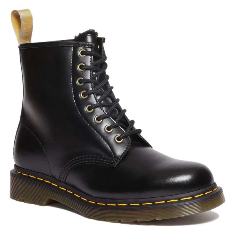 Dr. Martens 31136001 8 Eye Boot Men Black Norfolk Flat & Black Borg Fleece UK 9.5