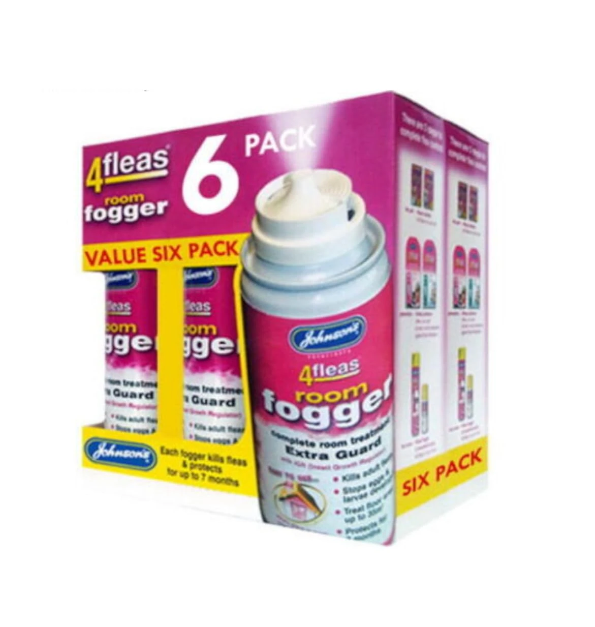 6 PACK JOHNSONS 4FLEAS HOUSE FLEA FOGGER KILLER BOMB SPRAY ROOM TREATMENT