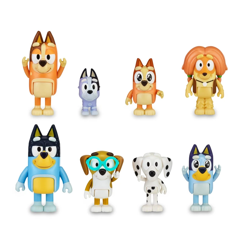 Bluey - Pack of 8 Family and Colleagues Figures, Articulated Figures, 6-8 cm Dolls Collection, Children's Drawing Series Characters, Boys and Girls + 3 Years, Famous (BLY49000)