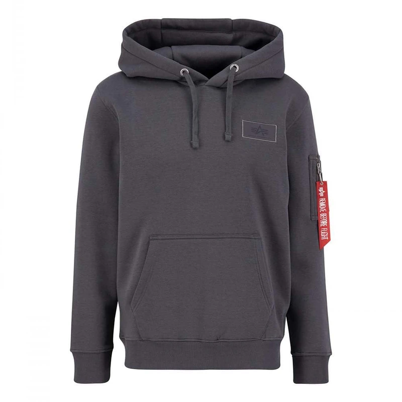 Alpha Industries Men's Back Print Hoody Hooded Sweat Sweatshirt, Vintage Grey, XS