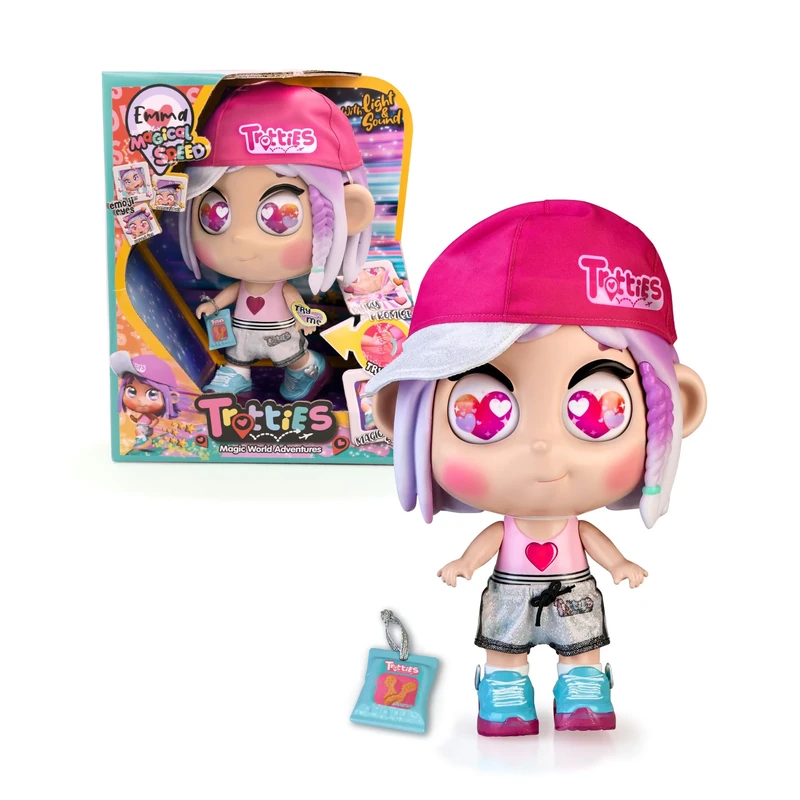 Trotties Emma TFT11000 New York Purple Hair Doll with Colorful Lights and Sounds Emoji Eyes 3 Years Old Famous