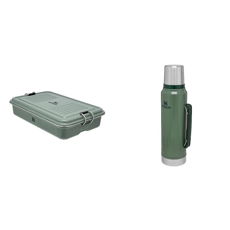 STANLEY The Useful Classic Box 1.2L / 1.25QT Dishwasher Safe + Classic Legendary Bottle 1L / 1.1QT Hammertone Green - Image 1
