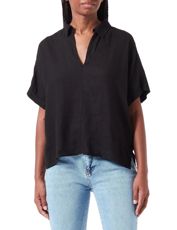 Sidona Women's Blouse Shirt, Black, Large