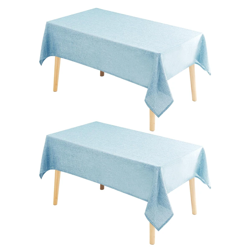 Hiasan 2 Pack Faux Linen Rectangle Tablecloth - Wrinkle and Stain Resistant Washable Table Cloth for Kitchen Dining Room Holiday Table Cover for Party Dinner, Lux Slate Blue, 90 x 156 Inch