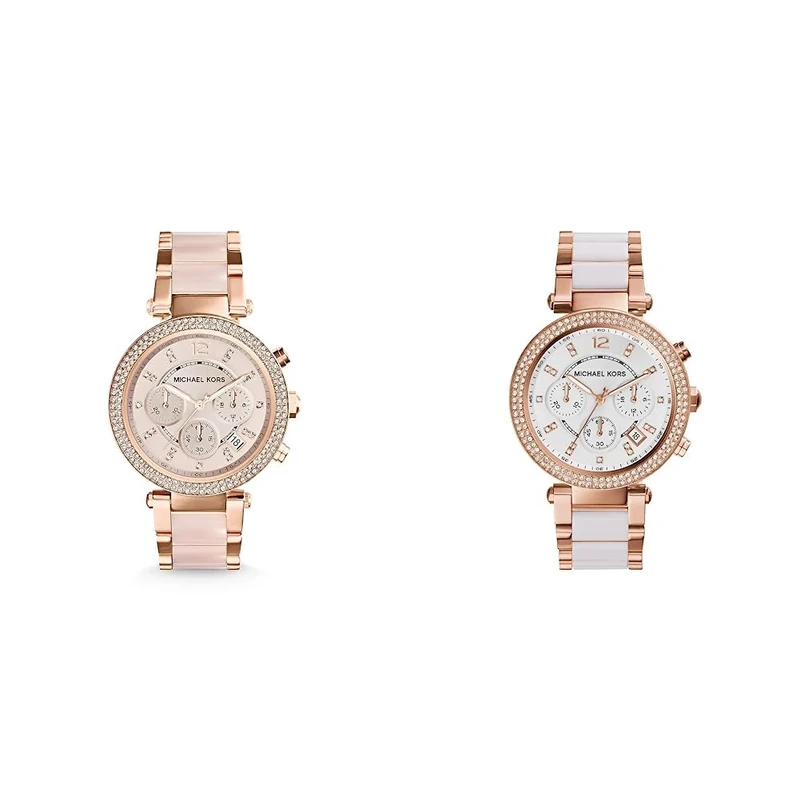 Michael Kors Watch for Women Parker, Chronograph Movement, MK5896 & Watch for Women Parker, Quartz Chronograph Movement, 39 mm Rose Gold Stainless Steel Case with a Acetate, MK5774