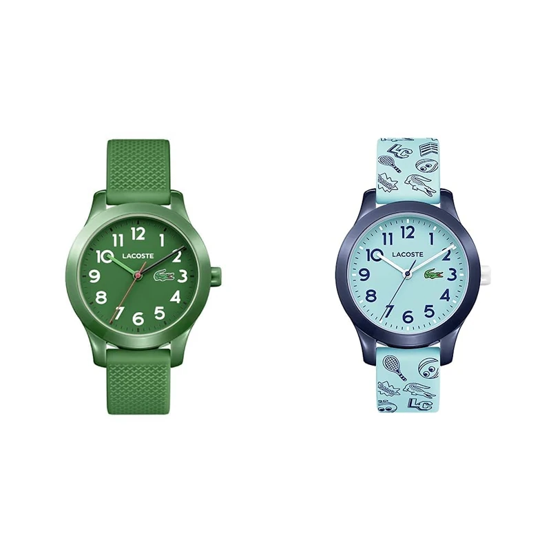 Lacoste Analogue Quartz Watch for Kids with Green Silicone Bracelet - 2030001 & Analogue Quartz Watch for Kids with Turquoise Silicone Bracelet - 2030013